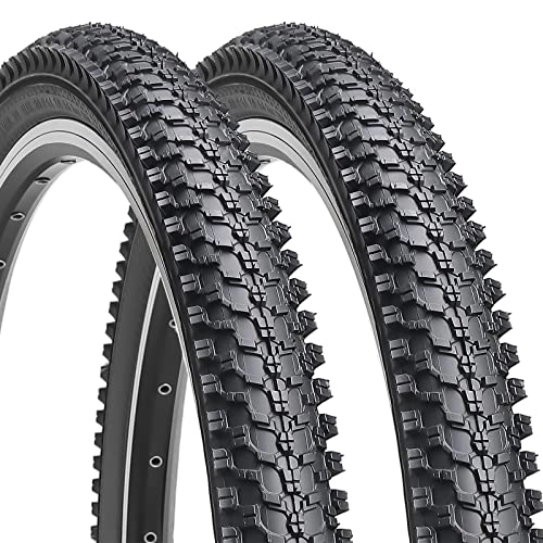 Mountain Bike Tyres : Hycline 2 Pack Bike Tire, 26x1.95 Inch Folding Replacement Tire for MTB Mountain Bicycle-Black Pair (2 Tires)