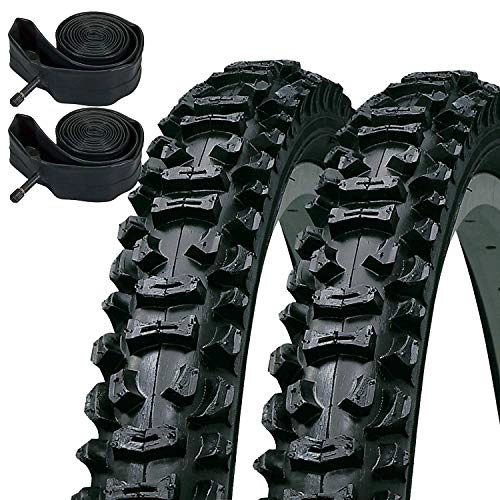 Mountain Bike Tyres : Kenda Smoke 26" x 1.95 Mountain Bike Knobbly Tyres & Schrader Inner Tubes (Pair)