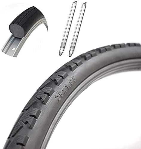 Mountain Bike Tyres : KONGWU 26" X 1.95 Bicycle Solid Tire And 2 Tire Lever, Mountain Bike Tires Spare Part Accessories, 26 Inch Road Bike Tyres, Amazing