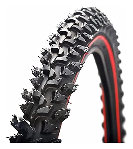 Mountain Bike Tyres : LHaoFY Bicycle Tire 26 2. 125 Mountain Bike 26 Inch 24 Inch 1. 95 Wire Bead Tire Mountain Bike Tire Large Tread Strong Grip(Color: 24x1. 95 red)