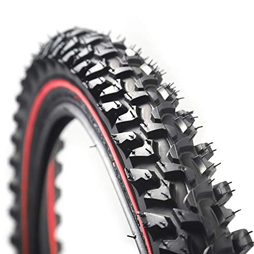 Mountain Bike Tyres : LYQQQQ Bicycle Tires 26 2.125 MTB 26 Inch 24 Inch 1.95 Wire Bead Tyres Mountain Bike Tire Large Tread Strong Grip Cross-country (Color : 24x1.95 red)