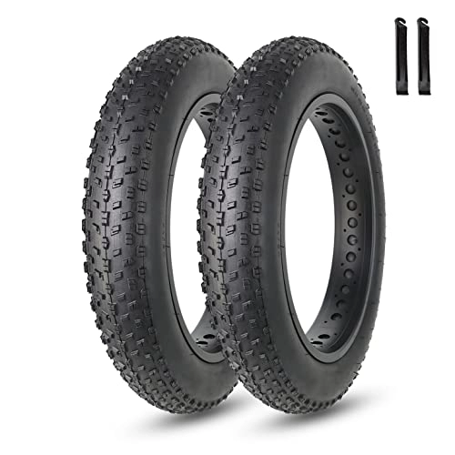 Mountain Bike Tyres : MOHEGIA Fat Tires 20 x 4.0 inch, Folding Electric Fat Bike Tires, Compatible Wide Mountain Snow Bicycle (2 Pack)