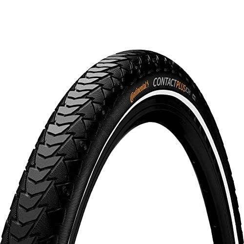 Mountain Bike Tyres : Motodak MTB Tyre 26 x 1.75 Continental Contact Plus Black TR (47-559) 5 mm Reinforcement VAE-E-Bike 50 km-h Reflex Side