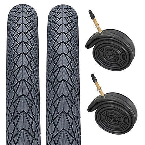 Mountain Bike Tyres : Nutrak Mileater 27.5" x 1.75 Bike Tyres with Presta Valve Inner Tubes (Pair)