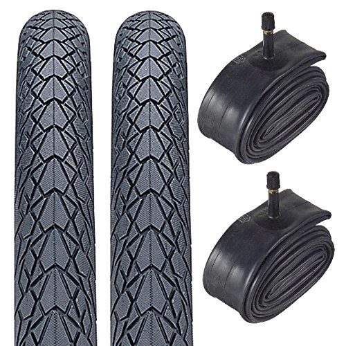 Mountain Bike Tyres : Nutrak Mileater 27.5" x 1.75 Bike Tyres with Schrader Valve Inner Tubes (Pair)