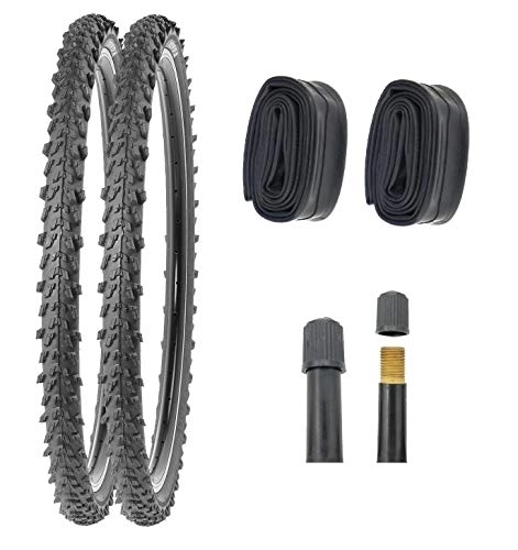 Mountain Bike Tyres : P4B 2 x 24 inch MTB bicycle tyres (50-507) with AV tubes, very good grip in all situations, high running smoothness, 24 x 1.95, for mountain bike, 24 inch bicycle coat