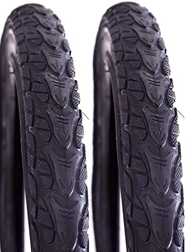 Mountain Bike Tyres : Pair (2) Trax 24" x 2.0 (50-507) Junior MTB Style Bike Tyres With Safety Reflective Sides & All Terrain Tread (Pair Tyres & Pair Inner Tubes)
