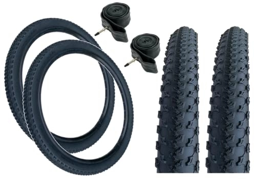 Mountain Bike Tyres : PAIR Baldwins 27.5 x 2.10 BLACK Mountain Bike Off Road Tyres & Presta Valve Tubes