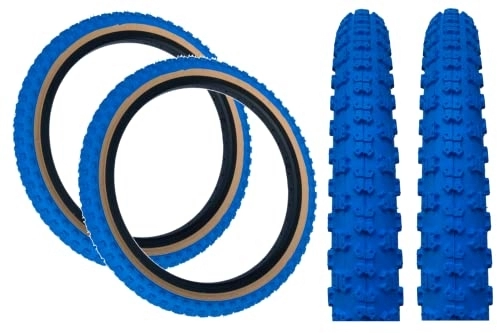 Mountain Bike Tyres : PAIR Baldy's 20 x 2.125 BLUE With TAN WALL Kids BMX / Mountain Bike Tyres