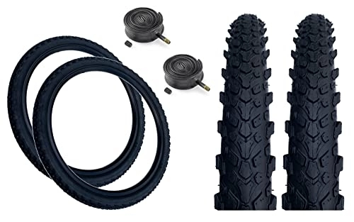 Mountain Bike Tyres : PAIR Baldy's 26" x 2.10 Mountain Bike / MTB Off Road Chunky Tyres & SCHRADER Tubes