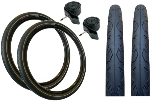 Mountain Bike Tyres : PAIR Baldy's 27.5 x 2.0 DSI Mountain Bike Slick Tread PUNCTURE PROTECTED Tyres & Presta Valve Tubes