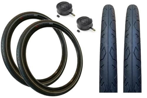 Mountain Bike Tyres : PAIR Baldy's 27.5 x 2.0 DSI Mountain Bike Slick Tread PUNCTURE PROTECTED Tyres & Schrader Valve Tubes
