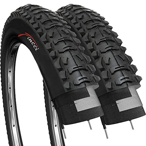 Mountain Bike Tyres : Pair of Fincci MTB Mountain Hybrid Bike Bicycle Tyres 26 x 1.95