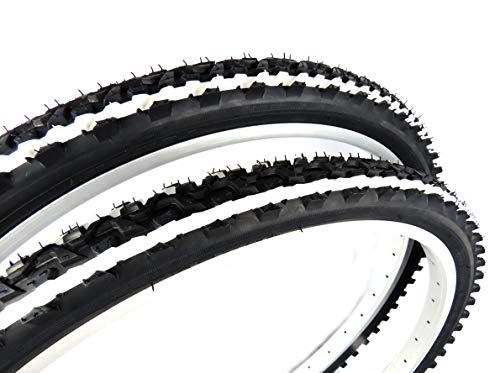 Mountain Bike Tyres : Pair of KENDA K849 MTB Bike Tyres, size 26 x 1.95, black with white stripes, ETRTO 50-559