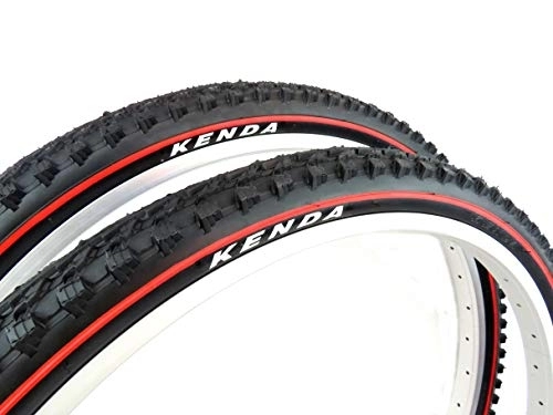 Mountain Bike Tyres : Pair of KENDA K898 red line MTB Bike Tyres, size 26 x 1.95, ETRTO 50-559