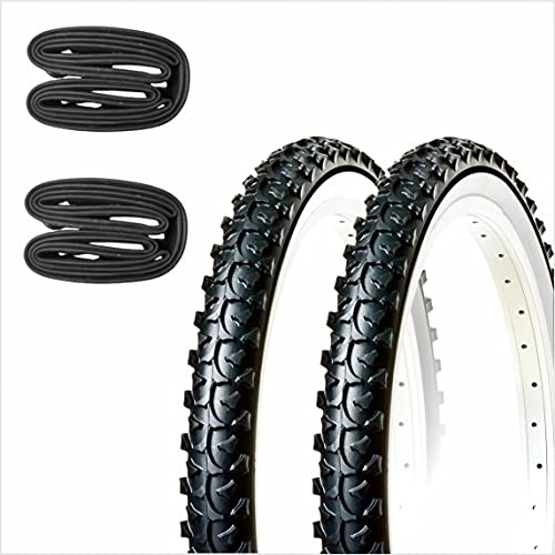Mountain Bike Tyres : PAIR OF WHITE TYRE TIRES FOR BICYCLE AND TWO ROOMS 26 X 1.95 MOUNTAIN BIKE BIKE
