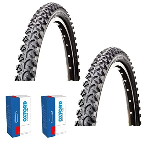Mountain Bike Tyres : Raleigh AnnuPurna MTB Tyres - 26 x 1.95 (pair) plus Oxford Presta Vales tubes (pair)