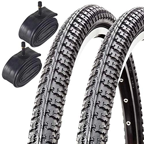 Mountain Bike Tyres : Raleigh CST T1345 26" x 1.75 Centre Raised Tread Mountain Bike Tyres with Schrader Tubes (Pair)