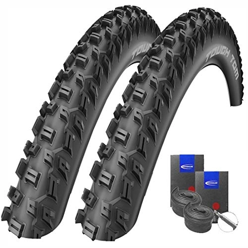 Mountain Bike Tyres : Reifenset Schwalbe Tough Tom MTB Tyres with Cleat Profile 26 x 2.25 / 57-559 + Schwalbe Tubes
