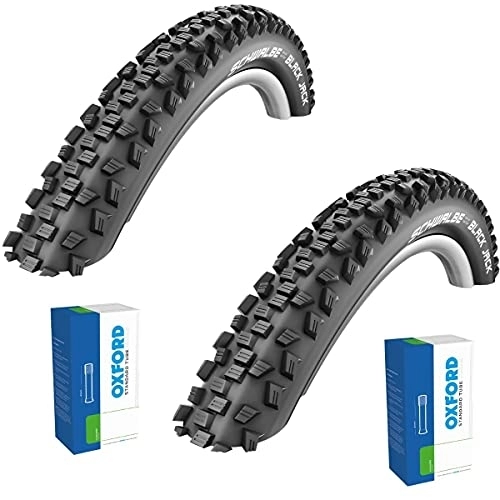 Mountain Bike Tyres : Schwalbe Black Jack Mountain Bike Tyres - 26 x 2.00 plus Oxford Schrader Valve Tubes (pair)