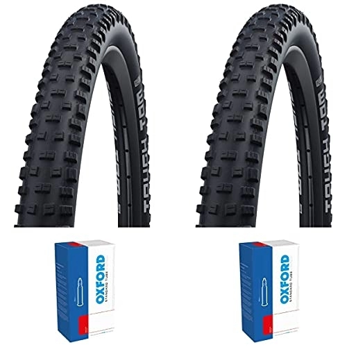 Mountain Bike Tyres : Schwalbe Tough Tom Mountain Bike Tyres - Multi Sizes plus Oxford Presta Valve Tubes (pair) (27.5 x 2.25)