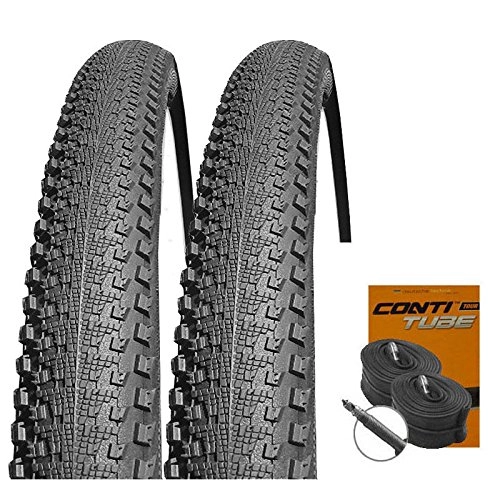 Mountain Bike Tyres : Set: 2x Continental Double Fighter II 26x1.9050-559+ Conti Tube Racing Type