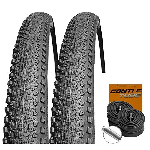 Mountain Bike Tyres : Set: 2x Continental Double Fighter II 26x1.9050-559+ Conti Tube Schrader Valve