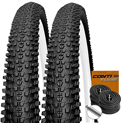 Mountain Bike Tyres : Set: 2x Kenda K1153MTB Tyre 27, 5x2.10 / 52584+ 2Conti Tube Schrader Valve