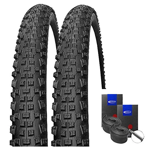 Mountain Bike Tyres : Set: 2x Schwalbe Rapid Rob Black MTB Tyre 26x2.25+ Schwalbe Tubes Racing Type