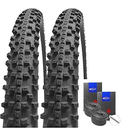 Mountain Bike Tyres : Set: 2x Schwalbe Smart Sam Plus Puncture Protection Tyre 26x2.25+ Schwalbe Inner Tubes Schrader Valve