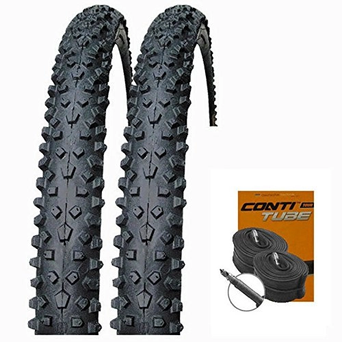 Mountain Bike Tyres : Set: Continental Explorer MTB Tyre 26x 2.10 / 54-559 / 2Conti Tube Renrad Valve