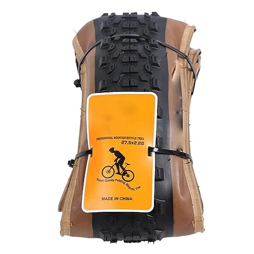 Mountain Bike Tyres : SUNGOOYUE 27.5x2.20 Bike Outer Tire Rubber Anti Slip Mountain Road Bike Folding Tire Replacement for Cycling (Black Yellow)