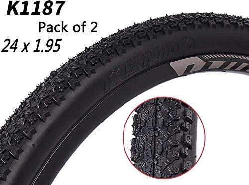 Mountain Bike Tyres : ZJWD 24" X 1.95" Mountain Bike Tyre (Pack of 2) Fits All Normal Adult Mountain Bikes with 24" Wheels