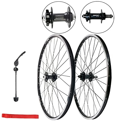 Mountain Bike Wheel : 20 26 Inch Mountain Bike Wheelsets, WTB RIM Sealed Bearing, 32H Disc / V Brake, For 6 / 7 / 8 / 9 Speed Freewheel QR Mountain Cycling Wheels (Color : Black, Size : 26")