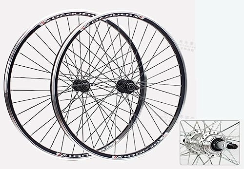 Mountain Bike Wheel : 20 inch mountain bike wheelset Thru Axle V-brake rims Front 2+ rear 2 Sealed bearing hubs Support 6-9 speed Rotary freewheel (Color : Silver, Size : 406)