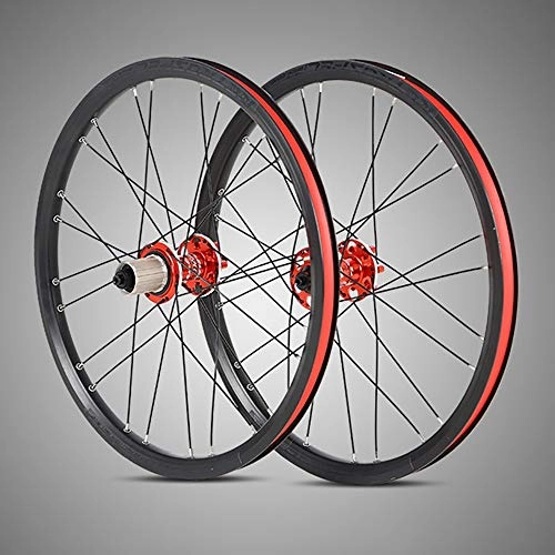 Mountain Bike Wheel : 20 Inch MTB Bike Wheel, Four Palin Side Pull (24 Holes) / Quick Release / Shaft 5mm / Open Before The 100 135mm / Support 8-9-10-11 Speed Card Flywheel / Black Red / Black