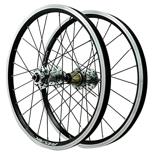 Mountain Bike Wheel : 22inch Mountain Bike Wheelset Aluminum Alloy Rim MTB Bicycle Wheel Set 24H Disc / V Brake Quick Release For 7 8 9 10 11 12 Speed (Color : Silver)