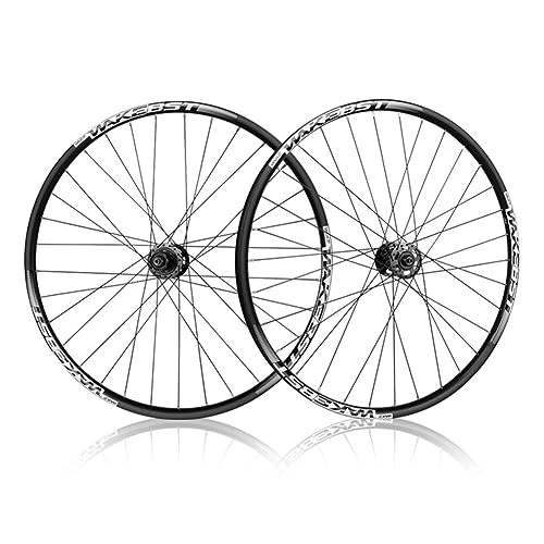 Mountain Bike Wheel : 24 26 27.5 29inch MTB Wheelset Disc Brake Quick Release Mountain Bike Wheel Aluminum Alloy Double Wall Rim 7 / 8 / 9 / 10 / 11 Speed 32 Holes Front And Rear Wheels (Color : Svart, Size : 26'')