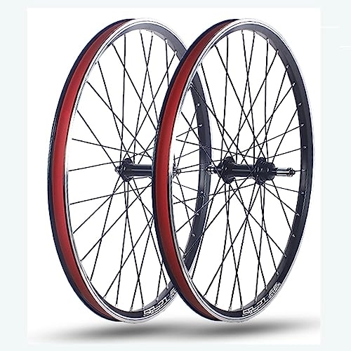 Mountain Bike Wheel : 24 inch mountain bike wheelset V-brake rims Ball bearing hubs Support 6 / 7 / 8 speed Rotary freewheel QR Front 100mm Rear 135mm Wheelset for mountain bikes / Folding bikes (Color : Black)