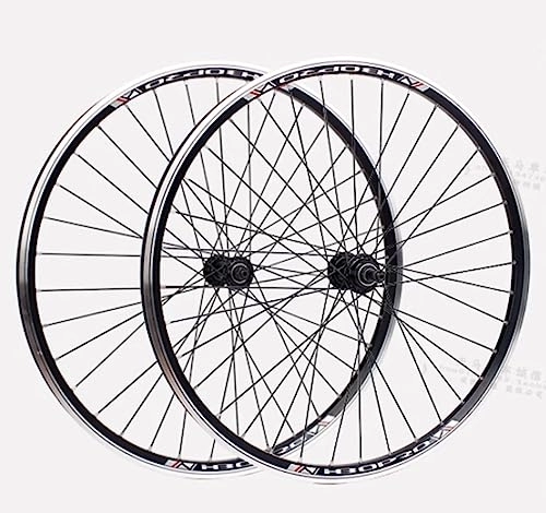 Mountain Bike Wheel : 24 inch mountain bike wheelset V-brake rims Front 2+ rear 2 Sealed bearing hubs Support 6 / 7 / 8 speed Rotary freewheel QR (Color : Black)