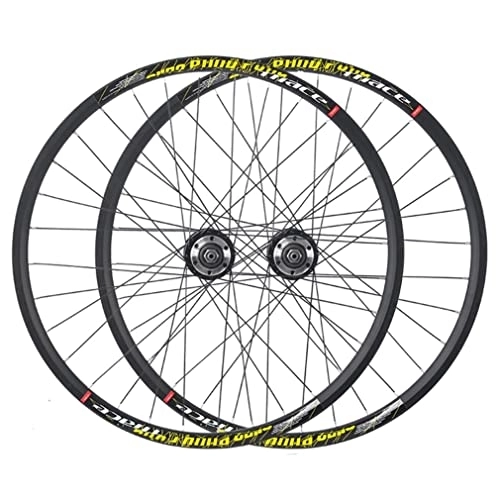 Mountain Bike Wheel : 24" Mountain Bike Wheelset Disc Brake Wheels Folding Bicycle BMX MTB Rim Quick Release Front Rear Wheel Set 32H Hub For 7 / 8 Speed Rotary Flywheel 2000g (Color : Red, Size : 24'') (Yellow 24)