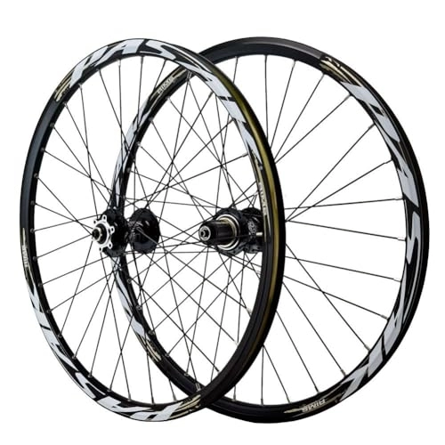 Mountain Bike Wheel : 24inch MTB Wheelset Disc Brake Quick Release Mountain Bike Wheel Aluminum Alloy Double Wall Rim Front And Rear Wheels 7 / 8 / 9 / 10 / 11 / 12 Speed Cassette 32 Holes (Color : Svart, Size : 24'')