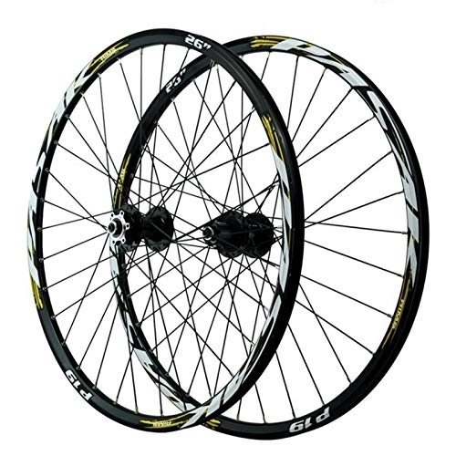 Mountain Bike Wheel : 26 / 27.5 / 29'' Cycling Wheelsets, Disc Brake Double Wall MTB Rim First 2 Rear 5 Bearings 12-speed Quick Release (Color : Black hub, Size : 26inch)
