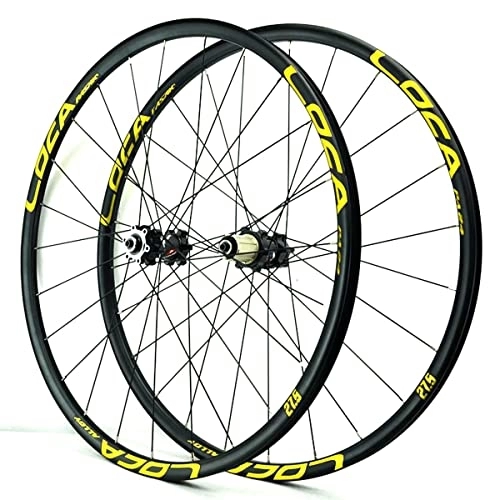 Mountain Bike Wheel : 26 27.5 29 Inch Bicycle Wheelset MTB Mountain Bike Wheels Disc Brake Quick Release Aluminum Alloy Wheel Set For 8-12 Speed (Color : Yellow, Size : 27 INCH)