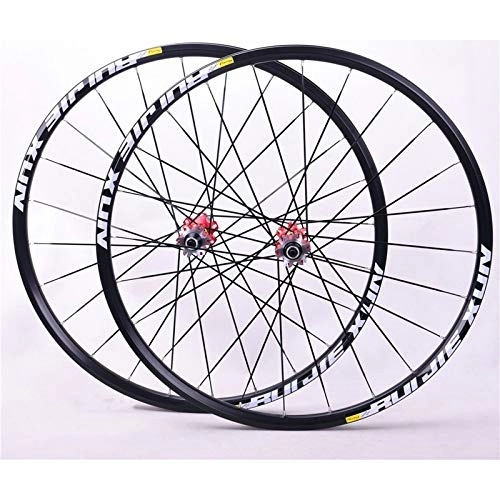 Mountain Bike Wheel : 26 / 27.5 / 29 Inch Bike Wheelset Quick Release Front 2 Rear 4 Peilin Mountain Wheels Carbon Fiber Double Wall Alloy Rim 8-9-10-11 Speed Cassette (Color : Red hub, Size : 29inch)