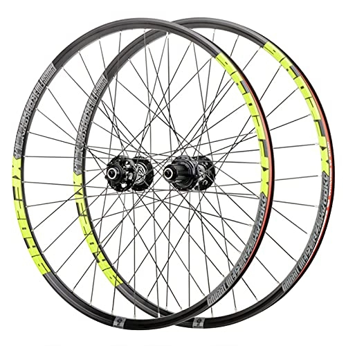 Mountain Bike Wheel : 26 / 27.5 / 29 Inch Mountain Bicycle Wheelset Aluminum Alloy Quick Release Hybrid / MTB Road Wheel 32H Six Bolts 8 / 9 / 10 / 11 Speed Wheels Black Green-29 Inch