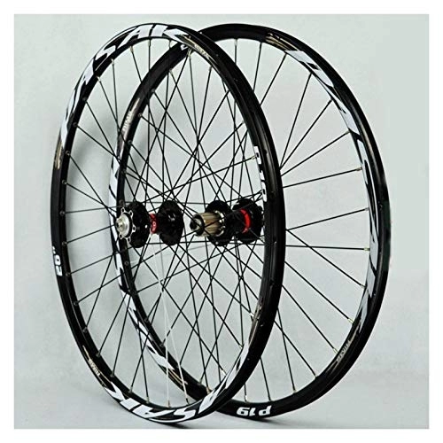 Mountain Bike Wheel : 26" / 27.5" / 29" Inch Mountain Bike Double Wall Wheelset Alloy Wheel Rim Quick Release Disc Brake 7 / 8 / 9 / 10 / 11 Speed 4 Palin Bearing Hub 32H (Color : A, Size : 26in)