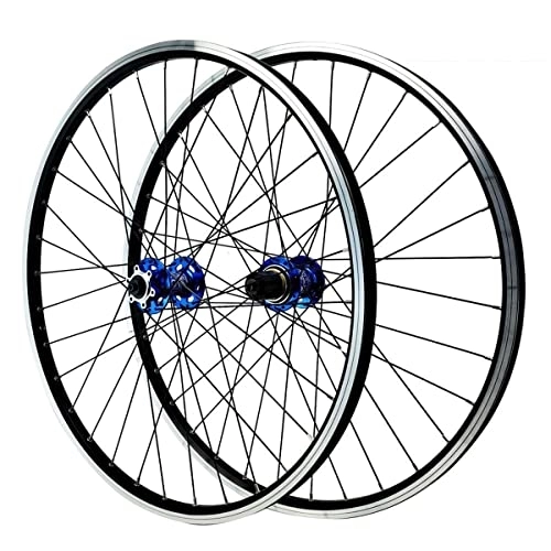 Mountain Bike Wheel : 26 27.5 29 Inch Mountain Bike Wheelset Aluminum Alloy Rim 32H Disc Brake MTB Wheelset Quick Release Bicycle Wheel (Color : Blue, Size : 29 INCH)
