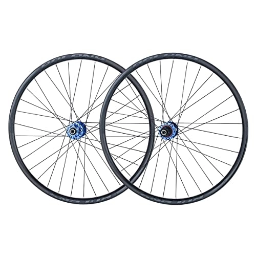 Mountain Bike Wheel : 26 27.5 29 Inch Mountain Bike Wheelset Bicycle Wheel Double Layer Aluminum Alloy 32H For 8-11 Speed Freewheel 120 Sounds (Color : Blue hub, Size : 26 inch)