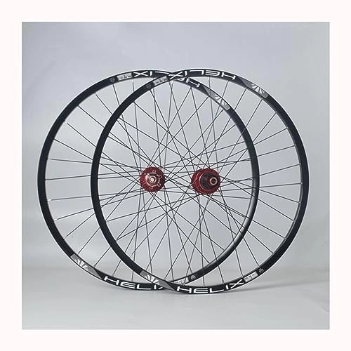 Mountain Bike Wheel : 26 / 27.5 / 29 Inch Mountain Bike Wheelset Disc Brake Sealed Bearing Hubs Support 8-9-10-11 Speed Cassette Thru Axle Wheel Set Front / Rear Wheel 32H (Color : Red, Size : 27.5inch)